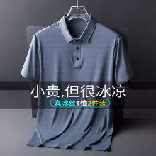 TN冰丝短袖t恤男夏装爸爸衣服中老年人爷爷夏季冰丝速干宽松polo