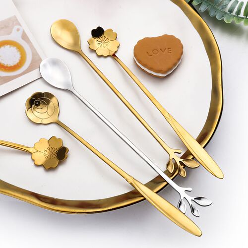S stainless steel honey spoon, leaf and leaf fork, bar stirrer, coffee spoon gift bag, wedding celebration gift