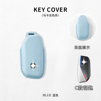 Key Cover X5/X1 New | Car key bag - bmw-c-model-flax-blue-single-key-cover