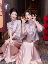 中式伴娘服2025新款大码绝美缎面姐妹服伴娘团礼服配秀禾高级小众