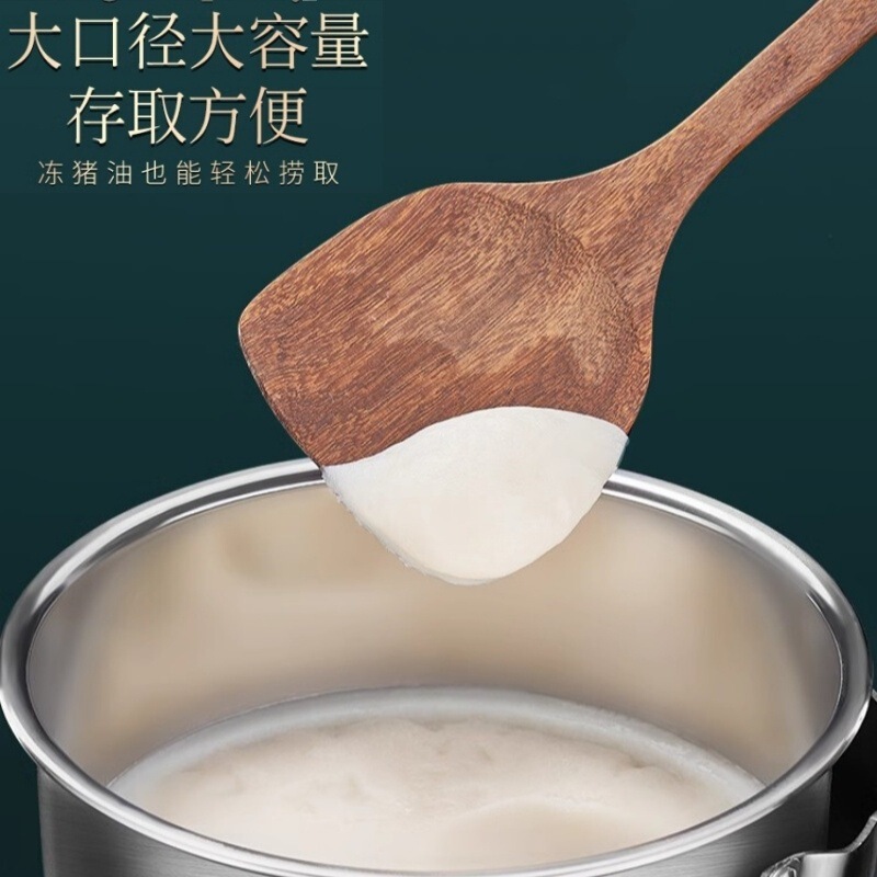 蓋付き極厚ステンレス鋼オイル盆地、食品グレードのラードタンク、高温耐性キッチン家庭用オイル貯蔵タンク、業務用調味料盆地|undefined