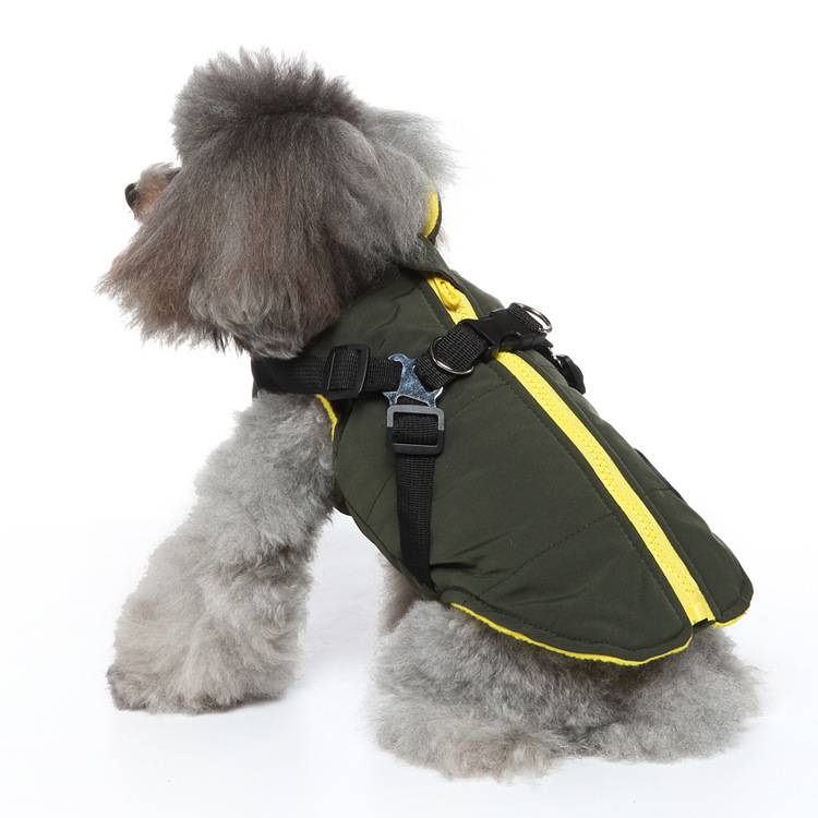 Winter Dog Clothes Zippered Puppy Jacket Leashable Windproof Thickened Warm Pet Clothing_voghion.com