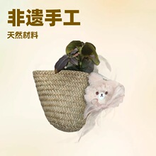 源头厂家非遗跨境儿卡通红色旅游草编包 斜挎包编织草编零钱包纯