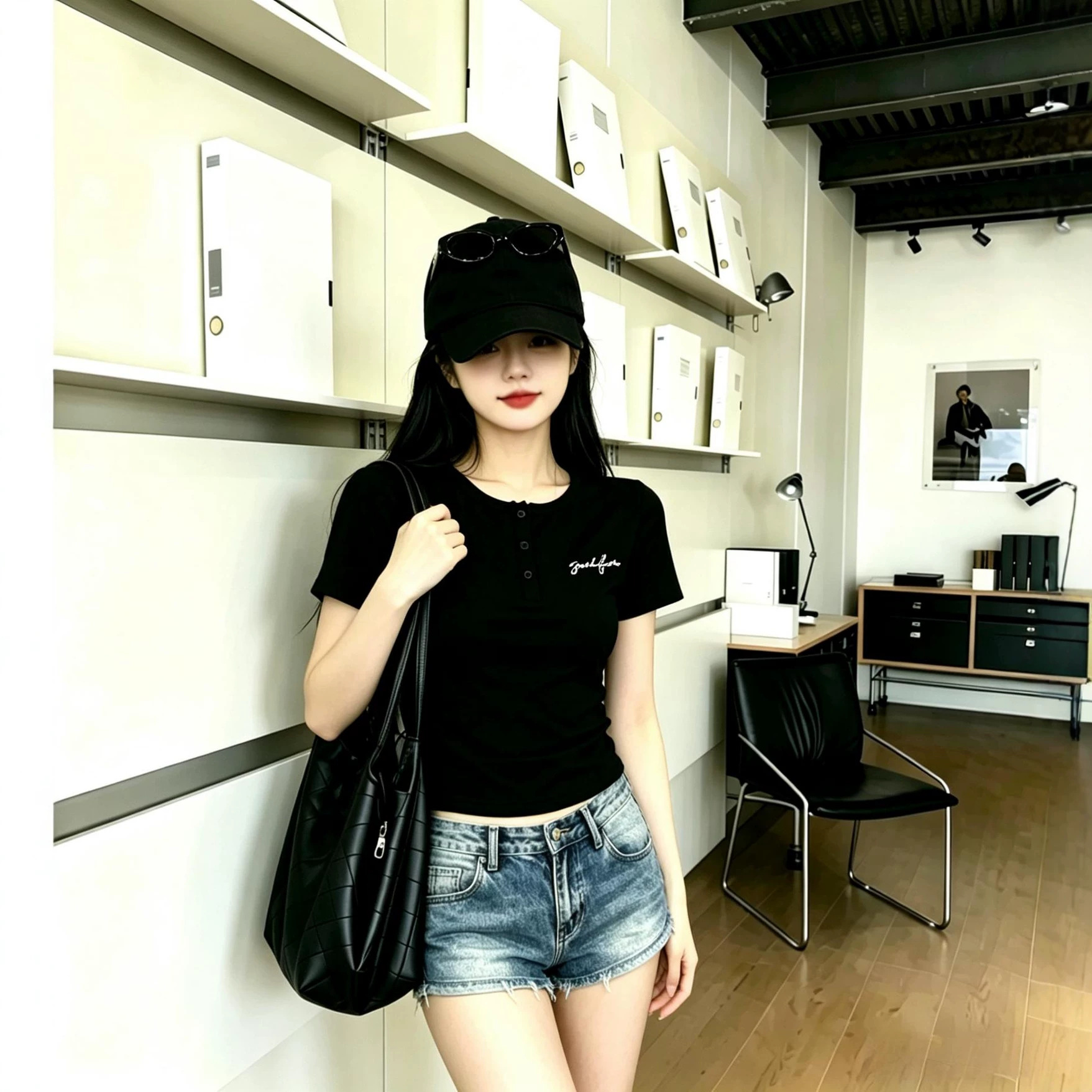 刺绣百搭舞蹈服广场舞潮牌亨利领纽扣长袖T恤女春夏修身显瘦上衣