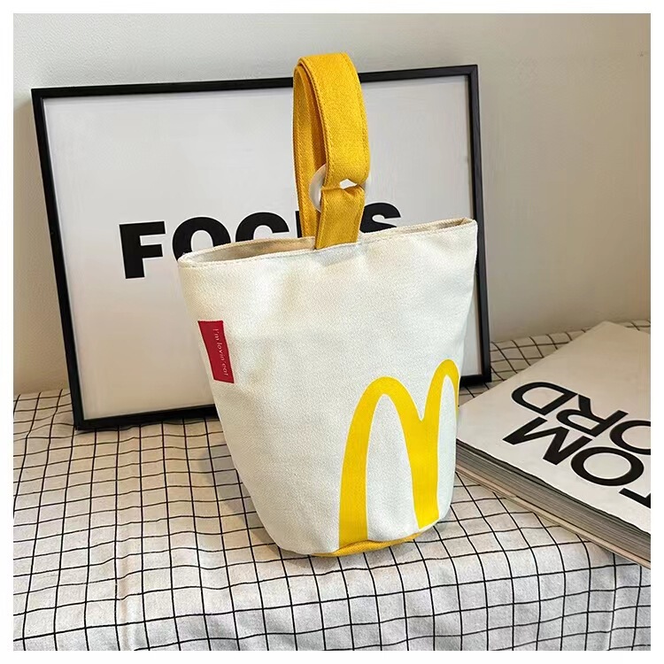 Korean-style Ins Small Handheld Gift Bucket Bag Women's Simple Portable Canvas Bag Large Capacity High-value Handbag Korean-style Ins Small Handheld Gift Bucket Bag Women's Simple Portable Canvas Bag Large Capacity High-value Handbag