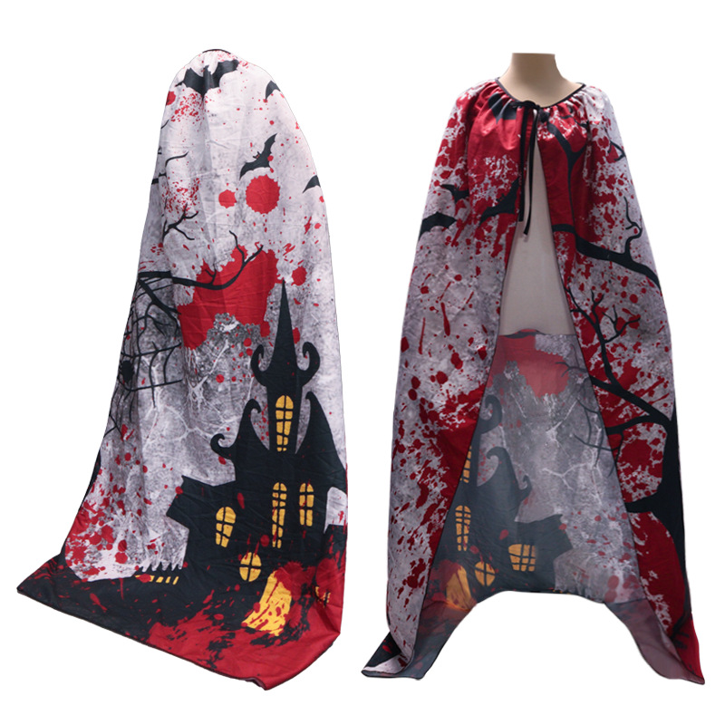 Halloween nueva capa capa de cosplay vestido de brujo de la muerte capa impresa digital sensación de terror hombro
