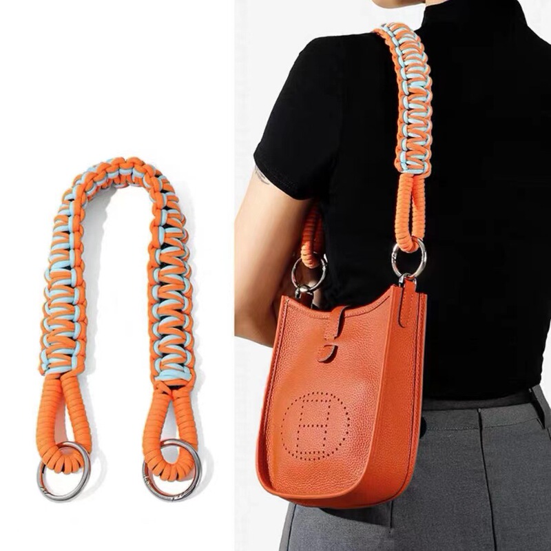 New Woven Lanyard Color Contrast Wide Shoulder Strap Handheld Shoulder Strap Pure Hand Woven Shoulder Bag Strap Accessories Universal Bag Strap