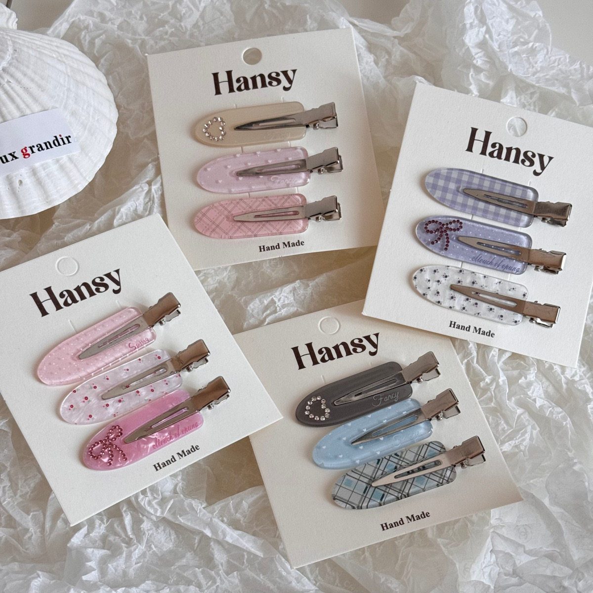 Korean-Style New Bowknot Seamless Hair Clip, Side Bangs Clip, Acrylic Water Drop Duckbill Clip, Side Hair Clip for Stray Hair