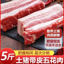 新鲜带皮五花肉散养土猪肉新鲜生猪肉整箱新鲜冷冻五花肉中方五花