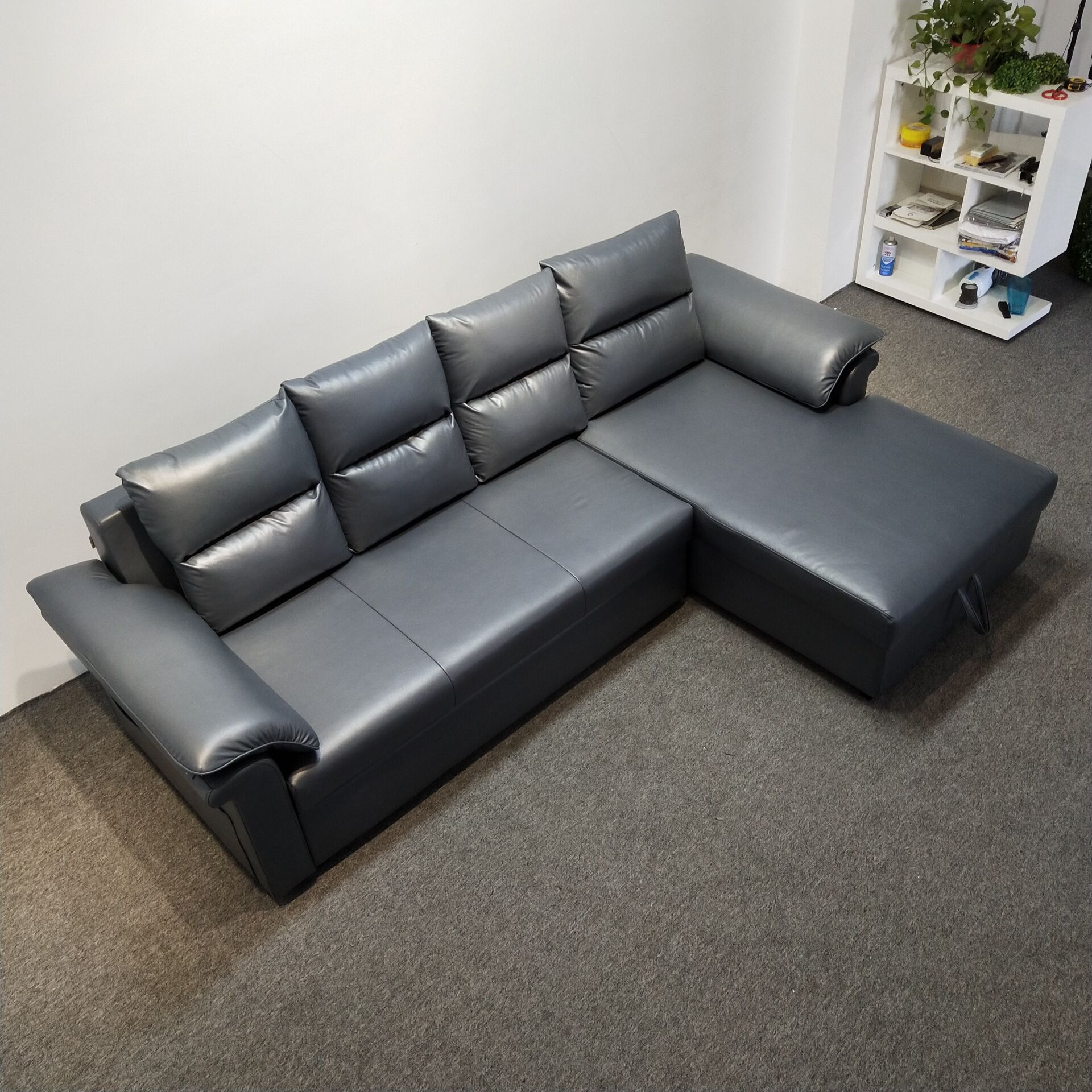 Tecnología de tela de esquina sofá correa de almacenamiento VIP simple sala de estar moderna pequeña combinación de sofá cama plegable doble uso