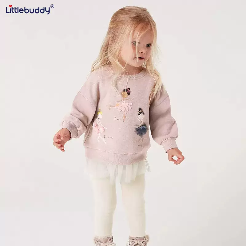跨境Little buddy秋冬欧美风女童卫衣童裙长袖儿童女孩连衣裙时尚