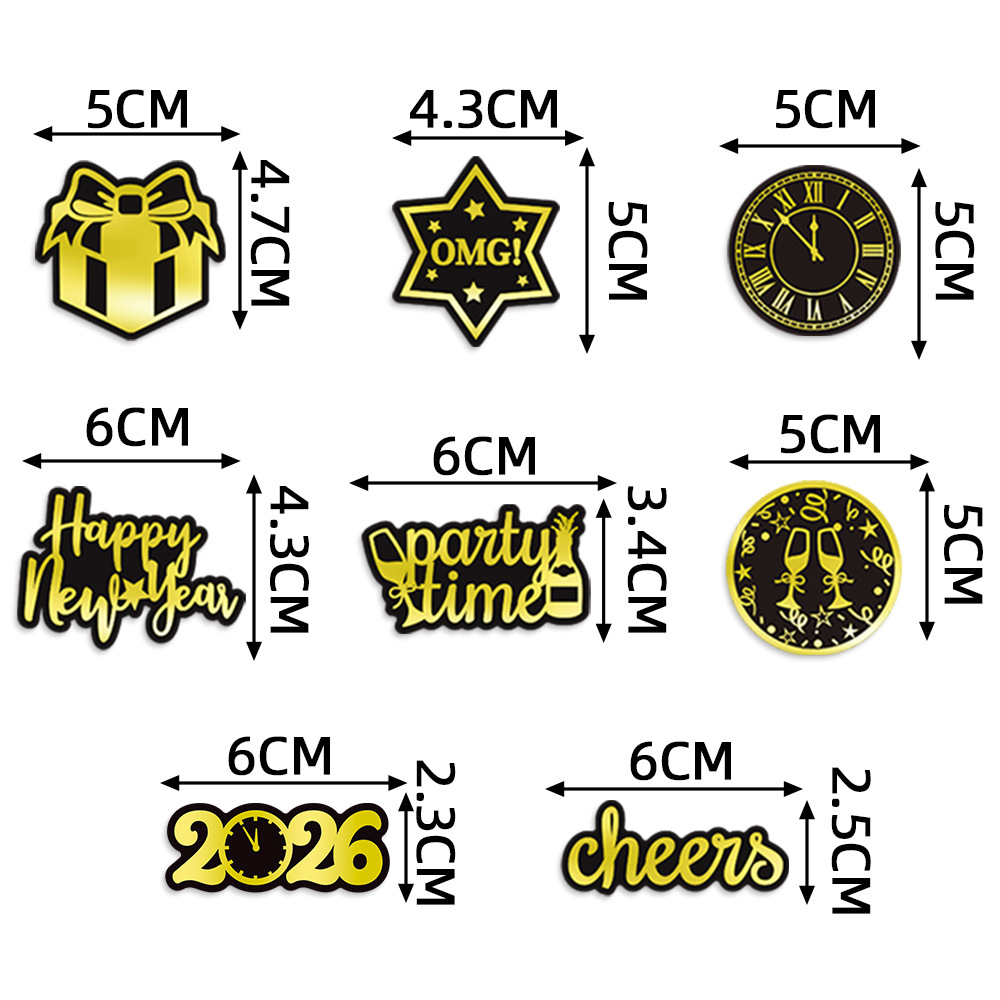 2024 Año nuevo decoración de fiesta de año nuevo Bandera de tirón pastel plug-in Año Nuevo diseño de fiesta de Año Nuevo Dorado Bandera de tirón