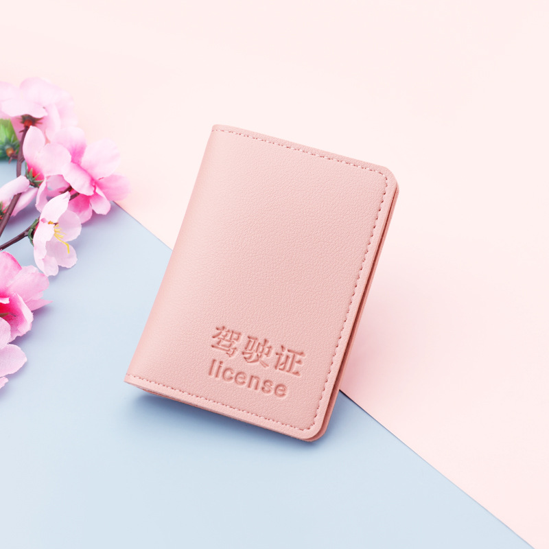 Caja de cuero vertical de la licencia de conducir del vehículo de motor titular de la tarjeta ultrafino de la licencia de conducir de las mujeres carnet de conducir caja de la tarjeta Linda bolsa de la licencia de conducir