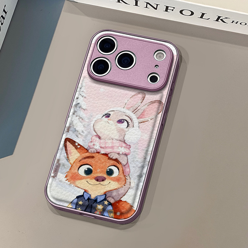 Fox Snowflake para Apple 17pro caso de teléfono iPhone 16pm estampado de cuero 15 personalidad 14plus anti-caída 1
