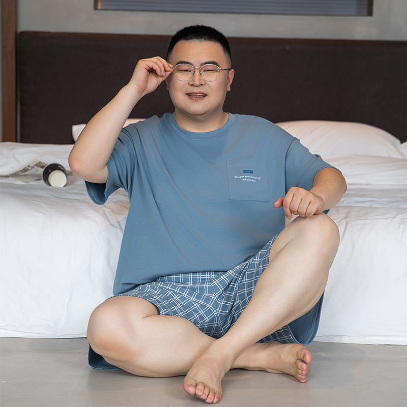 Men's Two-Piece Pajamas Set, Summer Short-Sleeved Shorts, Casual Modal Large Size Home Clothes, New Summer Style Men's Two-Piece Pajamas Set, Summer Short-Sleeved Shorts, Casual Modal Large Size Home Clothes, New Summer Style
