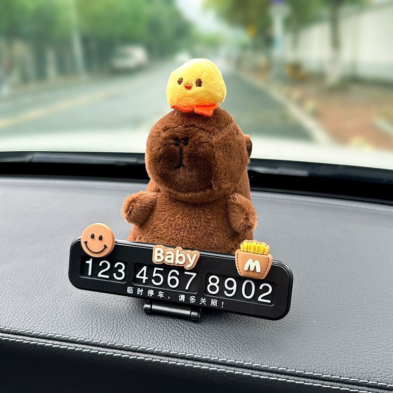 Cute capibara delfin de agua coche estacionamiento temporal placa de número de automóvil placa de teléfono de automóvil accesorios interiores