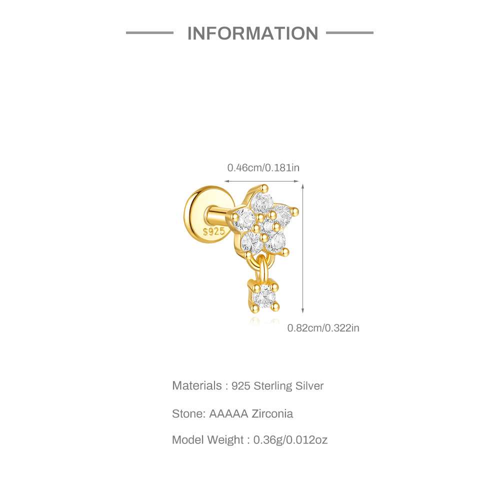 4g Weight Zircon Inlay Material Ear Studs Classification Ear Cartilage Rings & Studs Piercing Type 1 Piece Quantity Holiday, Birthday, Street Occasion 925 Sterling Silver Material Geometric Pattern Unisex Gender Plating Design Casual, Simple Style Style 1 Piece Ear Cartilage Rings & Studs Casual Simple Style Geometric 925 Sterling Silver Plating Zircon Ear Cartilage Rings & Studs 6