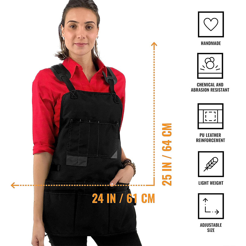 Delantal de lona gruesa transfronteriza logotipo personalizado barbacoa al aire libre electricista carpintería ropa de trabajo herramienta delantal fábrica al por mayor