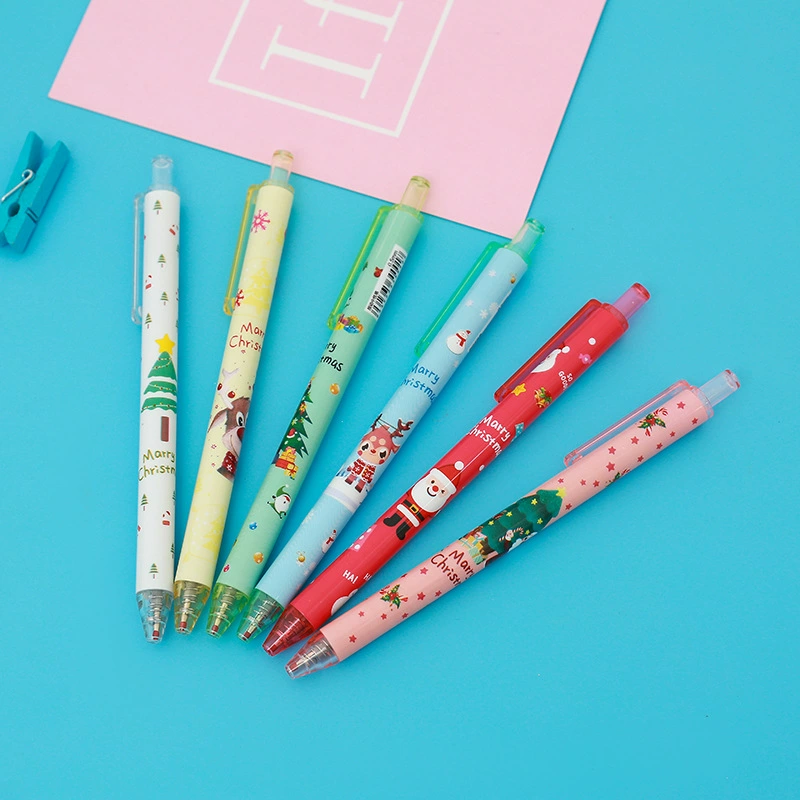 Christmas cartoon rollerball pen, black stationery for elementary school students, pencil case, water-based pen