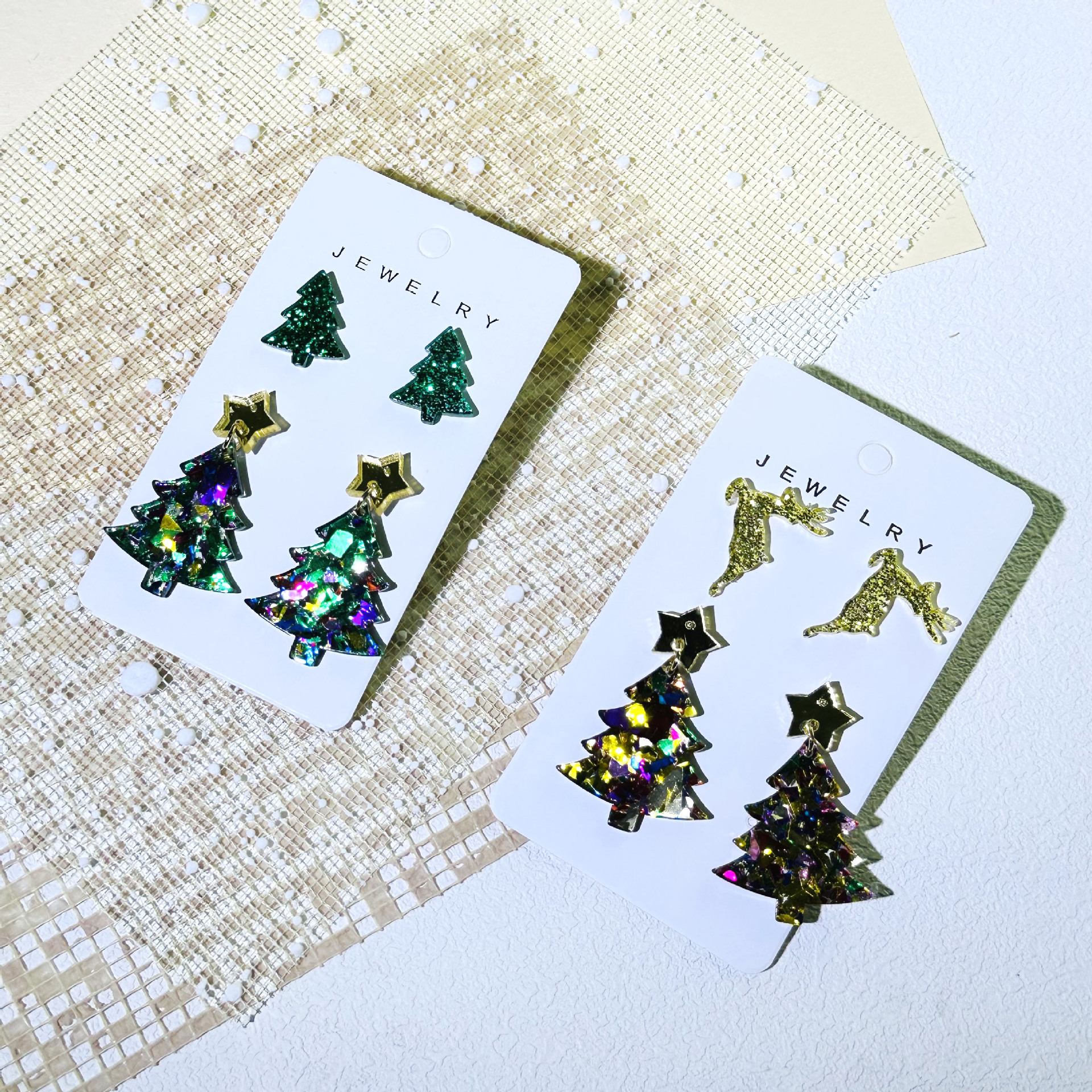 9g Weight 304 Stainless Steel Ear Needle Material Drop Earrings, Ear Studs Classification 1 Set Casual Classic Style Christmas Tree Arylic Drop Earrings Ear Studs