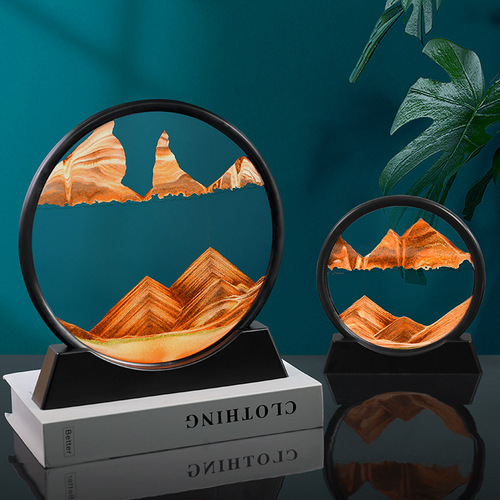 Factory direct sales circular quicksand painting 3D three-dimensional dynamic hourglass home decoration gifts living room desktop ornaments