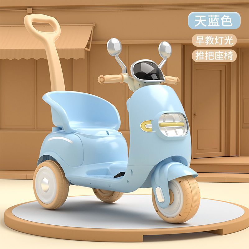 Coche eléctrico para niños doble motocicleta triciclo con barandilla se puede utilizar como batería recargable coche de juguete coche de control remoto