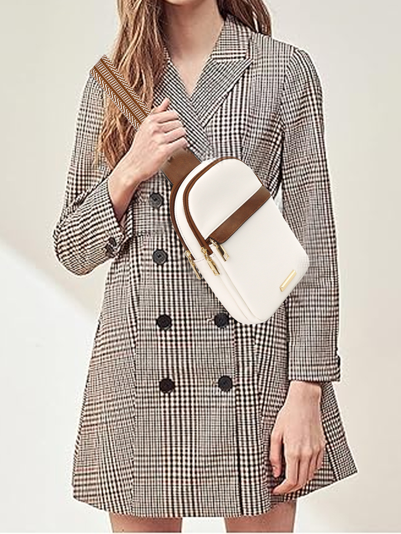 259g Weight Polyester Lining Material Zipper Closure Type Sling Strap Strap Type Fanny Pack Bags Type Daily Occasion Pu Leather Material Color Block Pattern All Seasons Season Unisex Gender Vintage Style Style Oval Shape Unisex Vintage Style Color Block Pu Leather Waist Bags 6