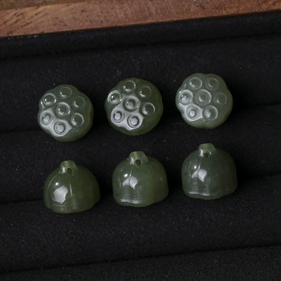 Zərgərlik ara hissələri Jade Lion Pendant Spacer - 15-natural-hetian-jade-lotus