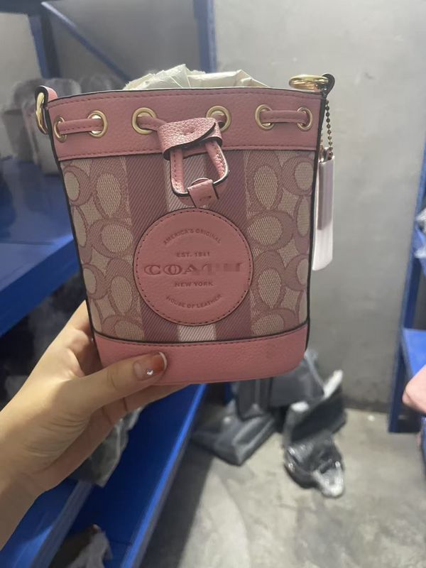 寇家c家高品质新款女包DEMPSEY抽绳水桶包经典标志手提包老花单肩|undefined