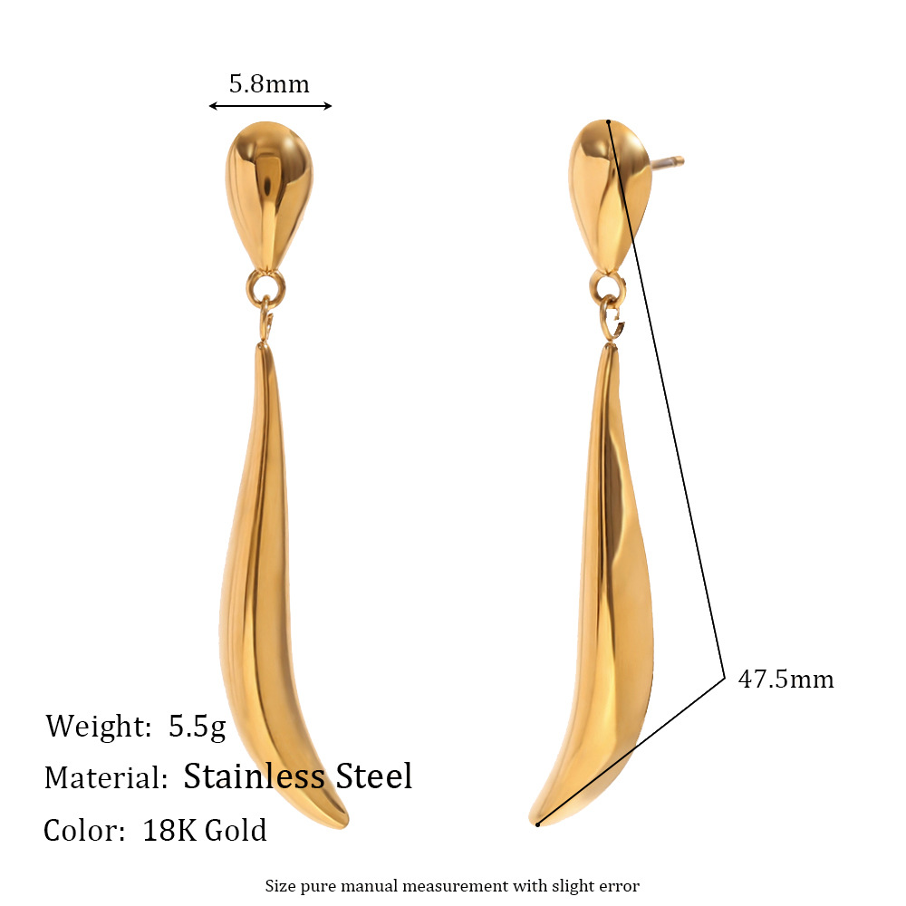 Stitching Water Drop Stainless Steel Earrings