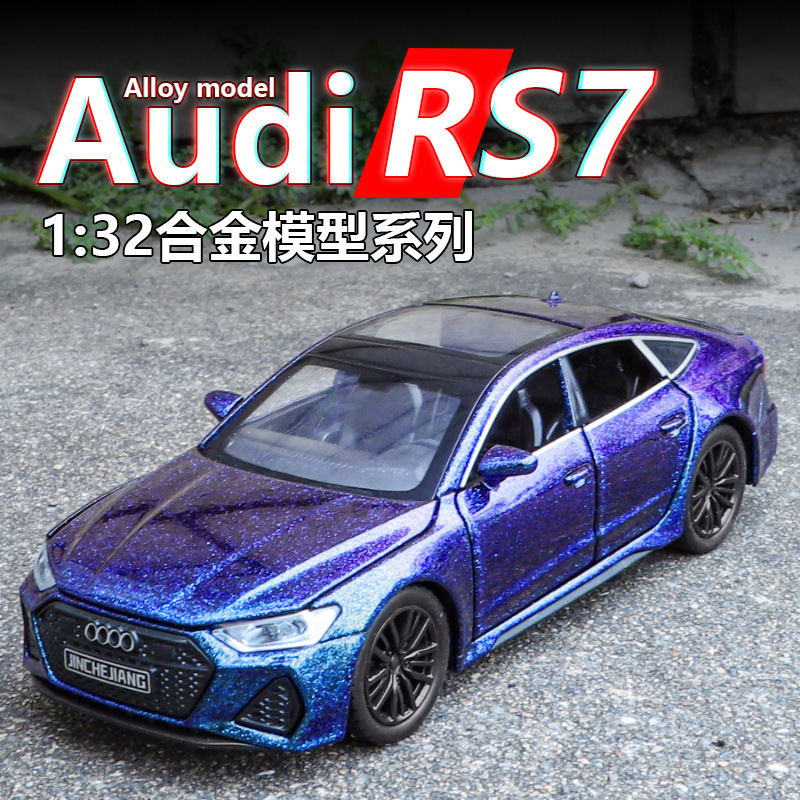 Golden Car General 1/32 Audi Rs7 Artificial Car Model Boy Can Open the Door Sound and Light Pull Back Alloy Toys Wholesale