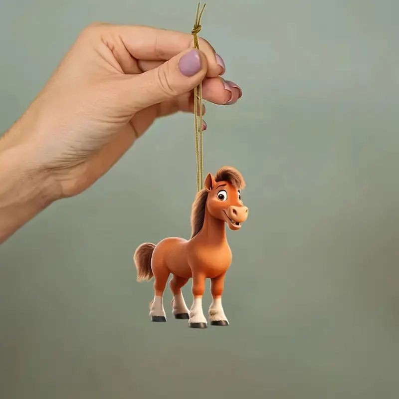 Creativo lindo colgante de pony acrílico plano transfronterizo automóvil retrovisor interior decoración colgante llavero