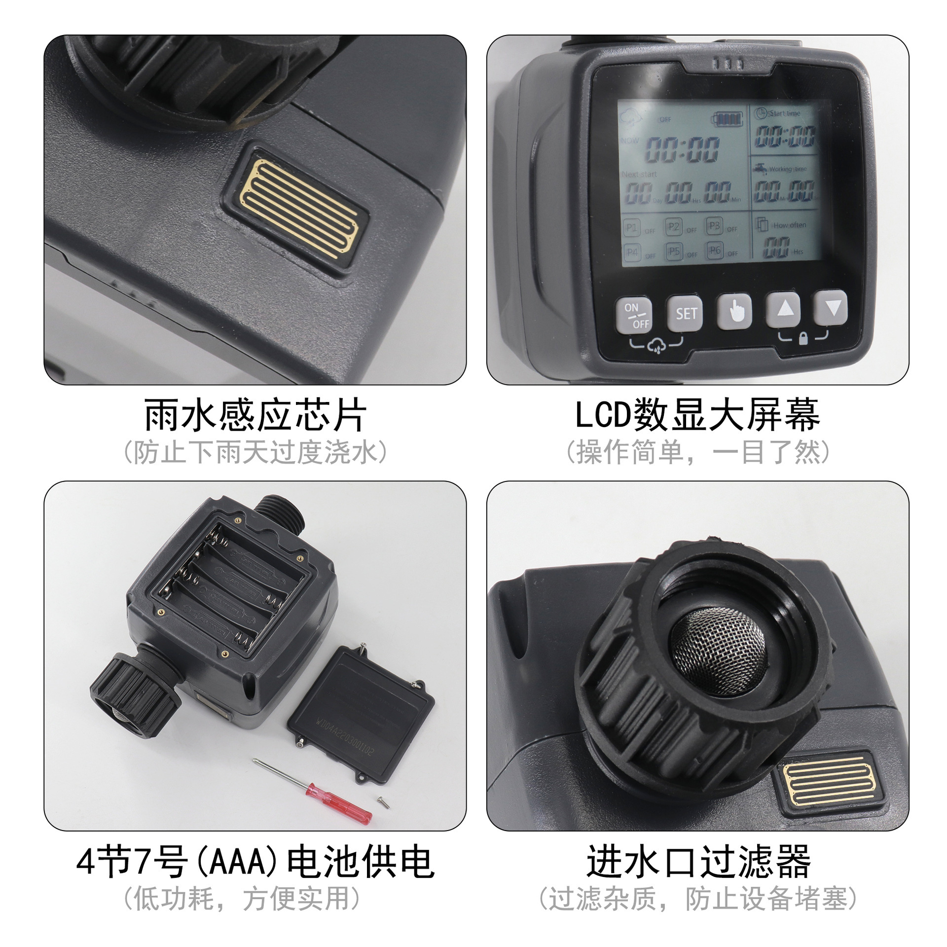 Controlador automático de riego para jardín con sensor de lluvia