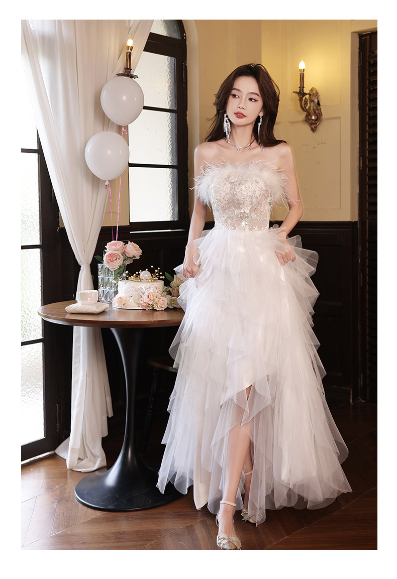Đầm dạ hội cao cấp trắng tinh tế, thiết kế ôm body quyến rũ — Váy tiên nữ lông vũ màu trắng, Màu đen chi tiết 20