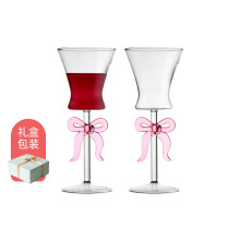 创意蝴蝶结爱之结绳结婚礼物玻璃红酒杯一对礼盒套装葡萄酒高脚杯