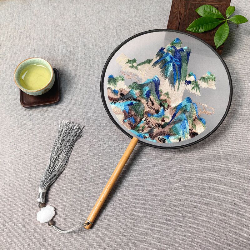 風景画団扇両面刺繍蘇刺繍扇子古風扇子中国風中国風ダンス団扇ダンス専用扇子|undefined
