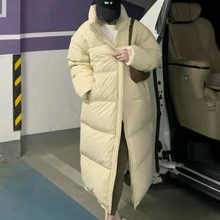 Walking Large Quilt Long Down Jacket Women's High-end Super Thick Couple's Loose 2024 New Winter Jacket
