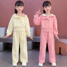 女童运动休闲套装2025春秋新款韩版洋气中大童网红连帽卫衣两件套