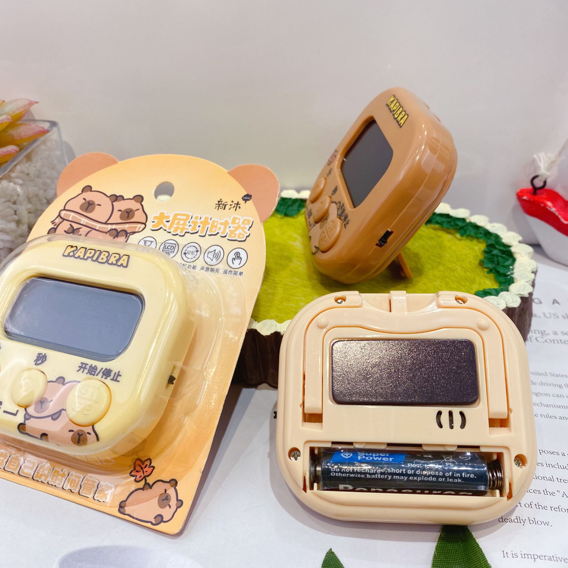 Nuevo capibara temporizador de pantalla grande lindo recordatorio de dibujos animados estudiantes para hacer preguntas de aprendizaje de gestión del tiempo