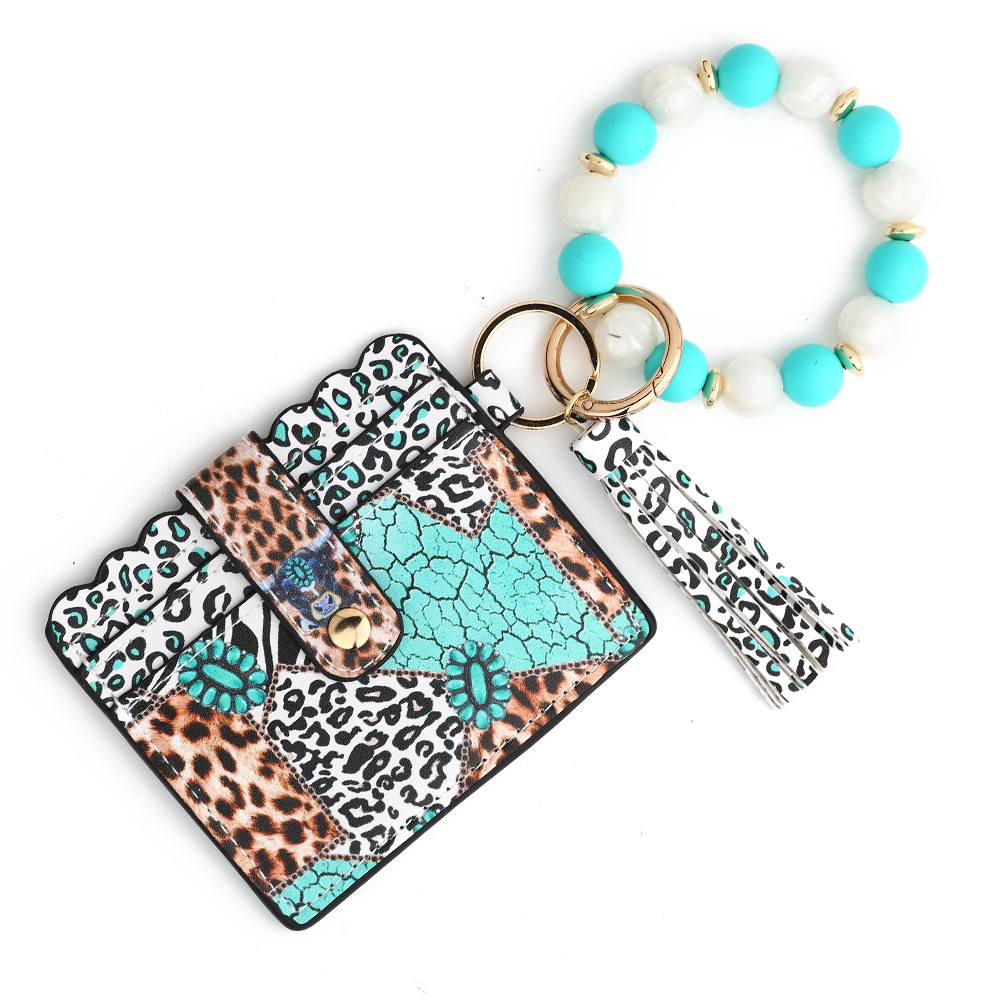 98g Weight Keychain Classification 1 Piece Quantity Holiday, Daily Occasion Pu Leather Material Sunflower, Solid Color, Leopard Pattern Beaded, Tassel Design Casual, Ethnic Style Style 1 Piece Casual Ethnic Style Sunflower Solid Color Leopard Pu Leather Beaded Tassel Keychain 8