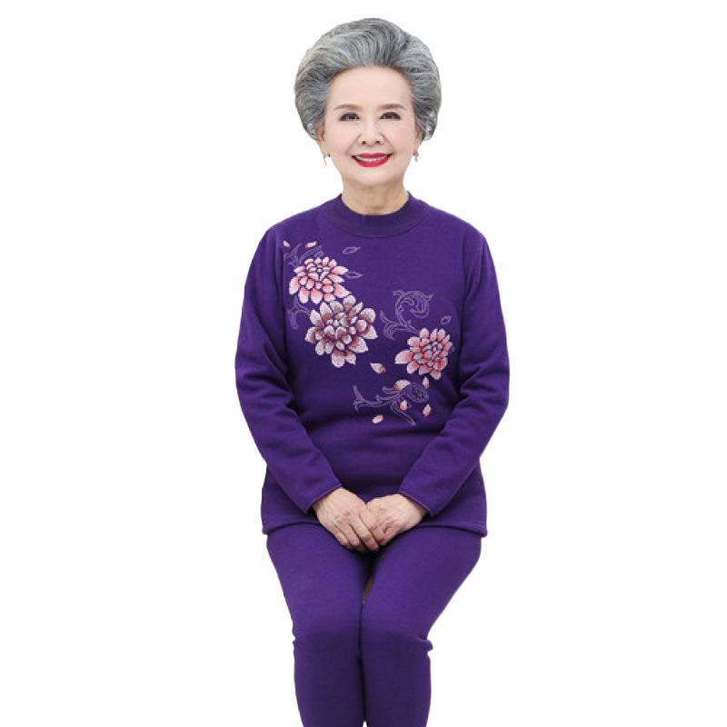 노인용 보온 속옷, 여성용 벨벳 두꺼운 양복, 중년 및 노년층 할머니의 대형 가을 옷과 겨울철 어머니를 위한 가을 바지