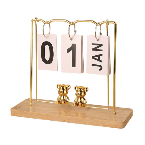Nordic creative wooden page-turning desktop calendar home bedroom desktop small ornaments office entrance desk calendar decoration