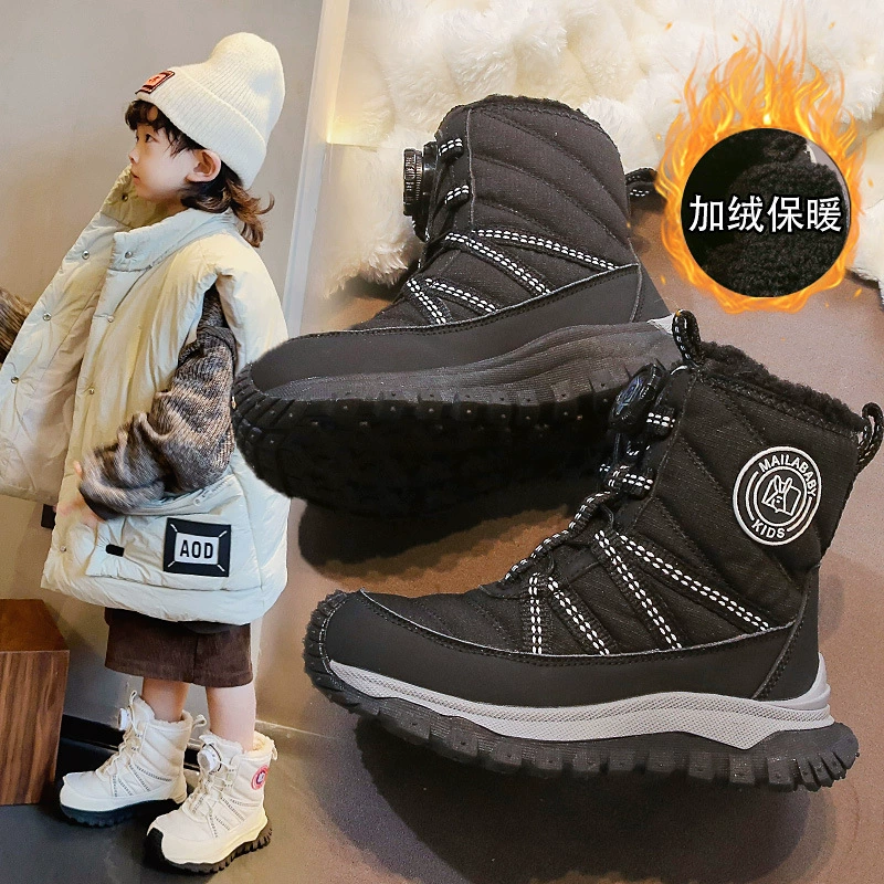 Высокие снежные сапоги для девочек бархатные утолщенные теплые нескользящие сапоги на открытом воздухе короткие сапоги большие хлопковые сапоги большие хлопковые сапоги для детей