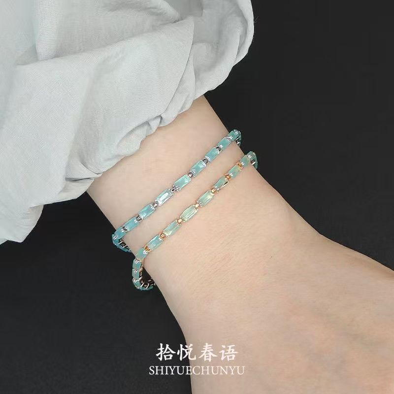 Distant Mountain Mist~Cool Blue Zircon Splicing Bracelet, Vintage Light Luxury Design Jewelry, 2026 New Model