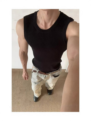 Ice silk thread foreign trade hot H-shirt men's summer American muscle-showing sleeveless T-shirt fitness sports men