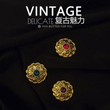 HHH高档进口水钻纽扣金色金属圆形复古扣子西装毛衣风衣外套纽扣