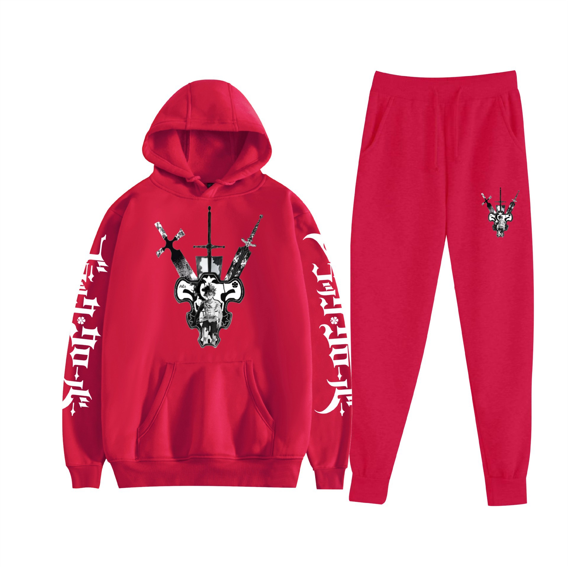 Comercio exterior nuevo estilo riman negro trébol de cuatro hojas Black Clover suéter con capucha corsés traje de dos piezas