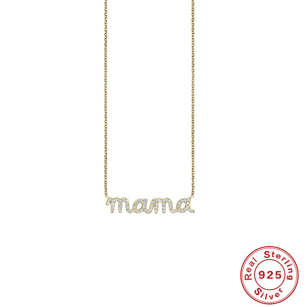 Letter Pattern Women'S Gender 1 Piece 925 Sterling Silver Letter Rhinestones Necklace