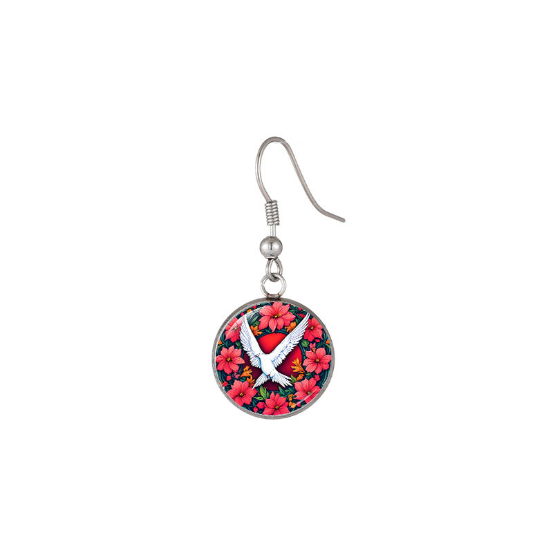 Paz logotipo estampado tiempo pendientes de gemas orejas plata no desvanecer pendientes transfronterizos accesorios ganchos de orejas al por mayor
