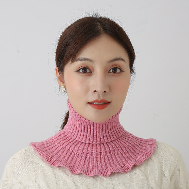 Baja de cabeza para mujeres de otoño y invierno caliente para proteger la columna cervical de color sólido elástico tejido cuello falso suéter cuello alto cuello